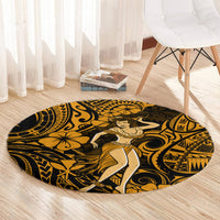 hawaii-hula-girl-round-carpet-polynesian-pattern-gold-version