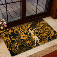Hawaii Hula Girl Rubber Doormat Polynesian Pattern Gold Version - Wonder Print Shop