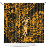hawaii-hula-girl-shower-curtain-polynesian-pattern-gold-version