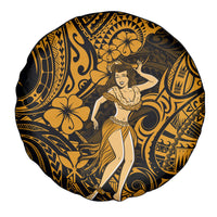 Hawaii Hula Girl Spare Tire Cover Polynesian Pattern Gold Version - Wonder Print Shop