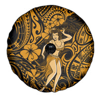 Hawaii Hula Girl Spare Tire Cover Polynesian Pattern Gold Version - Wonder Print Shop