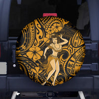 Hawaii Hula Girl Spare Tire Cover Polynesian Pattern Gold Version - Wonder Print Shop