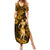 Hawaii Hula Girl Summer Maxi Dress Polynesian Pattern Gold Version - Wonder Print Shop