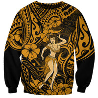 Hawaii Hula Girl Sweatshirt Polynesian Pattern Gold Version - Wonder Print Shop