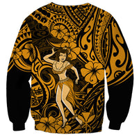 Hawaii Hula Girl Sweatshirt Polynesian Pattern Gold Version - Wonder Print Shop