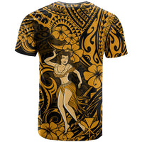 Hawaii Hula Girl T Shirt Polynesian Pattern Gold Version - Wonder Print Shop