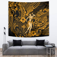 Hawaii Hula Girl Tapestry Polynesian Pattern Gold Version - Wonder Print Shop