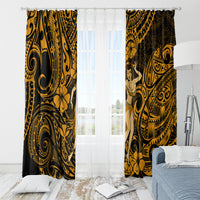 Hawaii Hula Girl Window Curtain Polynesian Pattern Gold Version - Wonder Print Shop