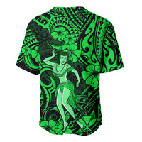 Hawaii Hula Girl Baseball Jersey Polynesian Pattern Green Version - Wonder Print Shop