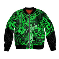 Hawaii Hula Girl Bomber Jacket Polynesian Pattern Green Version - Wonder Print Shop