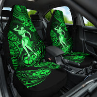 Hawaii Hula Girl Car Seat Cover Polynesian Pattern Green Version - Wonder Print Shop