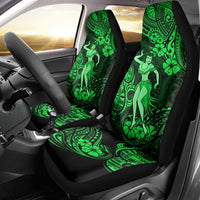 Hawaii Hula Girl Car Seat Cover Polynesian Pattern Green Version - Wonder Print Shop