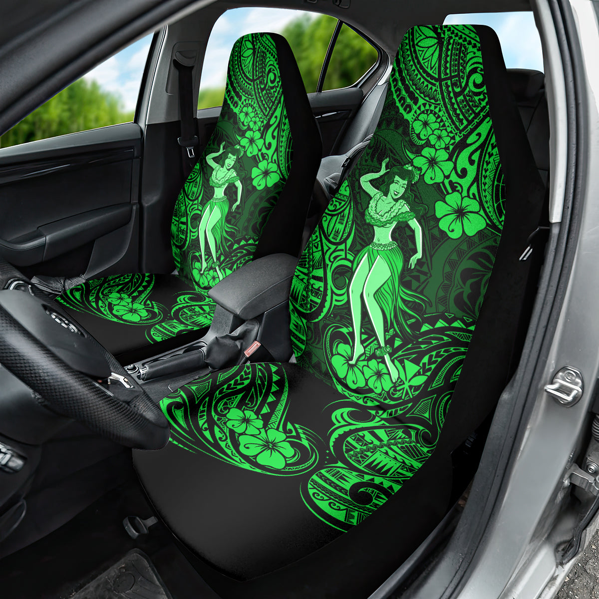 Hawaii Hula Girl Car Seat Cover Polynesian Pattern Green Version - Wonder Print Shop