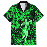 Hawaii Hula Girl Hawaiian Shirt Polynesian Pattern Green Version - Wonder Print Shop