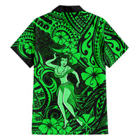 Hawaii Hula Girl Hawaiian Shirt Polynesian Pattern Green Version - Wonder Print Shop