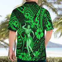 Hawaii Hula Girl Hawaiian Shirt Polynesian Pattern Green Version - Wonder Print Shop