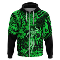 Hawaii Hula Girl Hoodie Polynesian Pattern Green Version - Wonder Print Shop