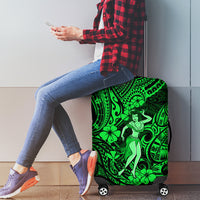 Hawaii Hula Girl Luggage Cover Polynesian Pattern Green Version - Wonder Print Shop