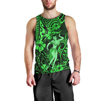 Hawaii Hula Girl Men Tank Top Polynesian Pattern Green Version - Wonder Print Shop