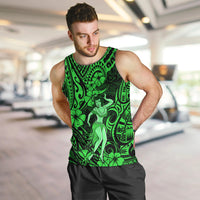 Hawaii Hula Girl Men Tank Top Polynesian Pattern Green Version - Wonder Print Shop