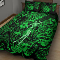 Hawaii Hula Girl Quilt Bed Set Polynesian Pattern Green Version - Wonder Print Shop
