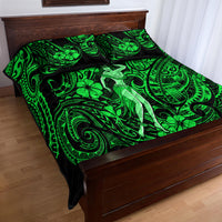 Hawaii Hula Girl Quilt Bed Set Polynesian Pattern Green Version - Wonder Print Shop