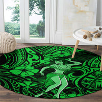 hawaii-hula-girl-round-carpet-polynesian-pattern-green-version