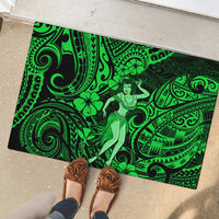 Hawaii Hula Girl Rubber Doormat Polynesian Pattern Green Version - Wonder Print Shop