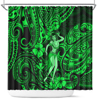 hawaii-hula-girl-shower-curtain-polynesian-pattern-green-version