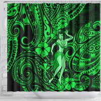 hawaii-hula-girl-shower-curtain-polynesian-pattern-green-version