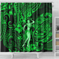 hawaii-hula-girl-shower-curtain-polynesian-pattern-green-version