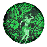 Hawaii Hula Girl Spare Tire Cover Polynesian Pattern Green Version - Wonder Print Shop