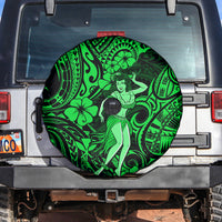 Hawaii Hula Girl Spare Tire Cover Polynesian Pattern Green Version - Wonder Print Shop
