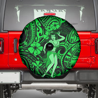Hawaii Hula Girl Spare Tire Cover Polynesian Pattern Green Version - Wonder Print Shop