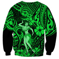 Hawaii Hula Girl Sweatshirt Polynesian Pattern Green Version - Wonder Print Shop
