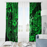 Hawaii Hula Girl Window Curtain Polynesian Pattern Green Version - Wonder Print Shop