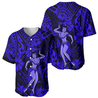 Hawaii Hula Girl Baseball Jersey Polynesian Pattern Navy Blue Version - Wonder Print Shop