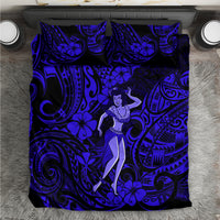 Hawaii Hula Girl Bedding Set Polynesian Pattern Navy Blue Version - Wonder Print Shop