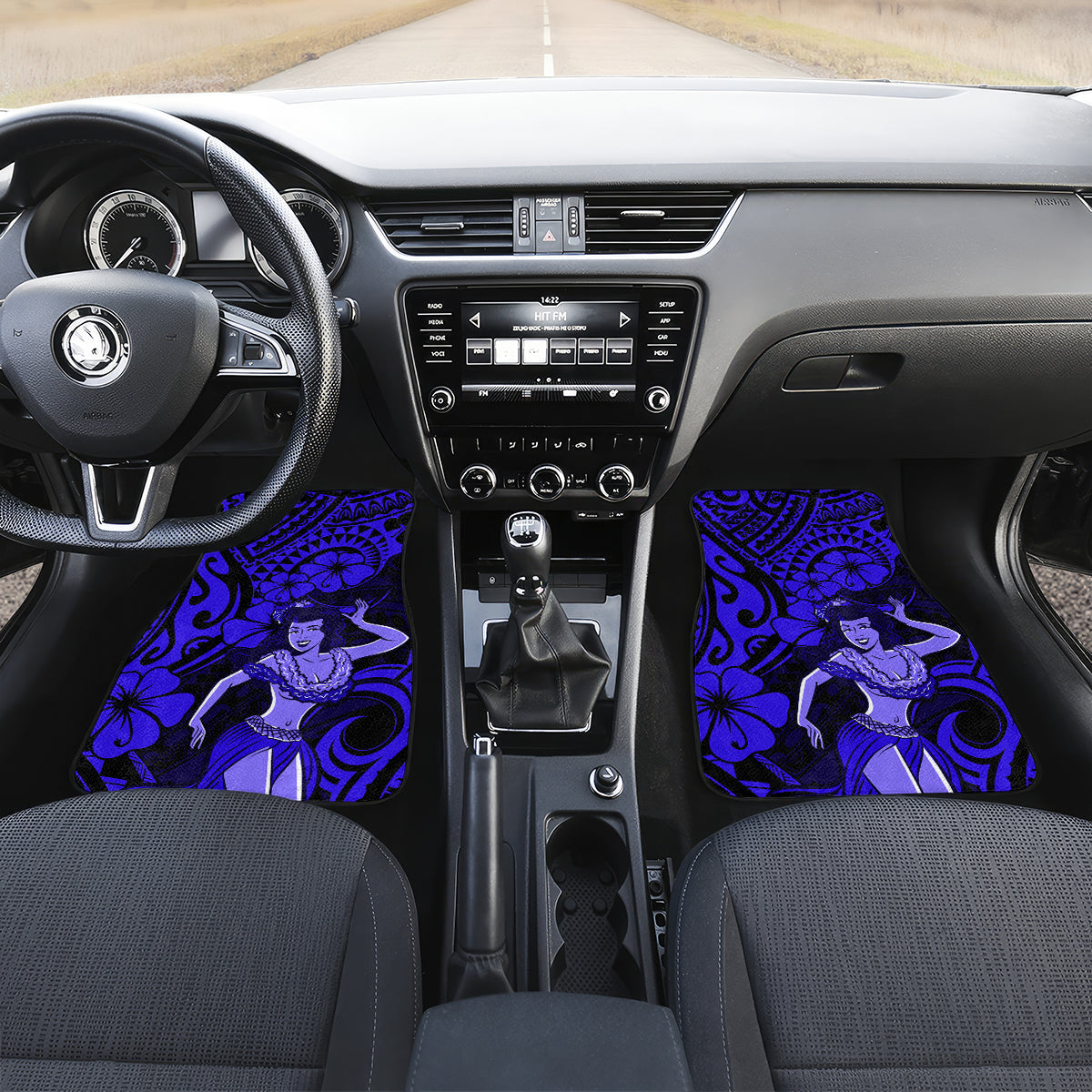 Hawaii Hula Girl Car Mats Polynesian Pattern Navy Blue Version - Wonder Print Shop