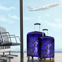Hawaii Hula Girl Luggage Cover Polynesian Pattern Navy Blue Version - Wonder Print Shop