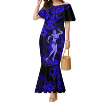 Hawaii Hula Girl Mermaid Dress Polynesian Pattern Navy Blue Version - Wonder Print Shop