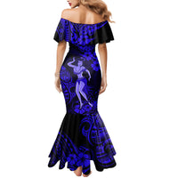 Hawaii Hula Girl Mermaid Dress Polynesian Pattern Navy Blue Version - Wonder Print Shop