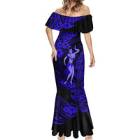 Hawaii Hula Girl Mermaid Dress Polynesian Pattern Navy Blue Version - Wonder Print Shop