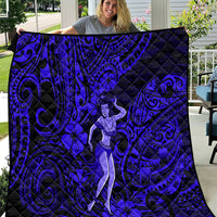 Hawaii Hula Girl Quilt Polynesian Pattern Navy Blue Version - Wonder Print Shop