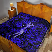 Hawaii Hula Girl Quilt Polynesian Pattern Navy Blue Version - Wonder Print Shop