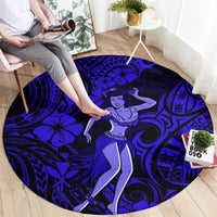 hawaii-hula-girl-round-carpet-polynesian-pattern-navy-blue-version