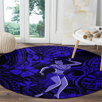 hawaii-hula-girl-round-carpet-polynesian-pattern-navy-blue-version