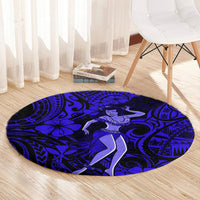 hawaii-hula-girl-round-carpet-polynesian-pattern-navy-blue-version
