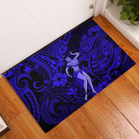 Hawaii Hula Girl Rubber Doormat Polynesian Pattern Navy Blue Version - Wonder Print Shop