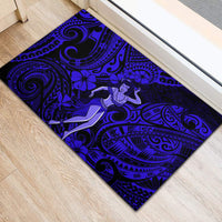Hawaii Hula Girl Rubber Doormat Polynesian Pattern Navy Blue Version - Wonder Print Shop